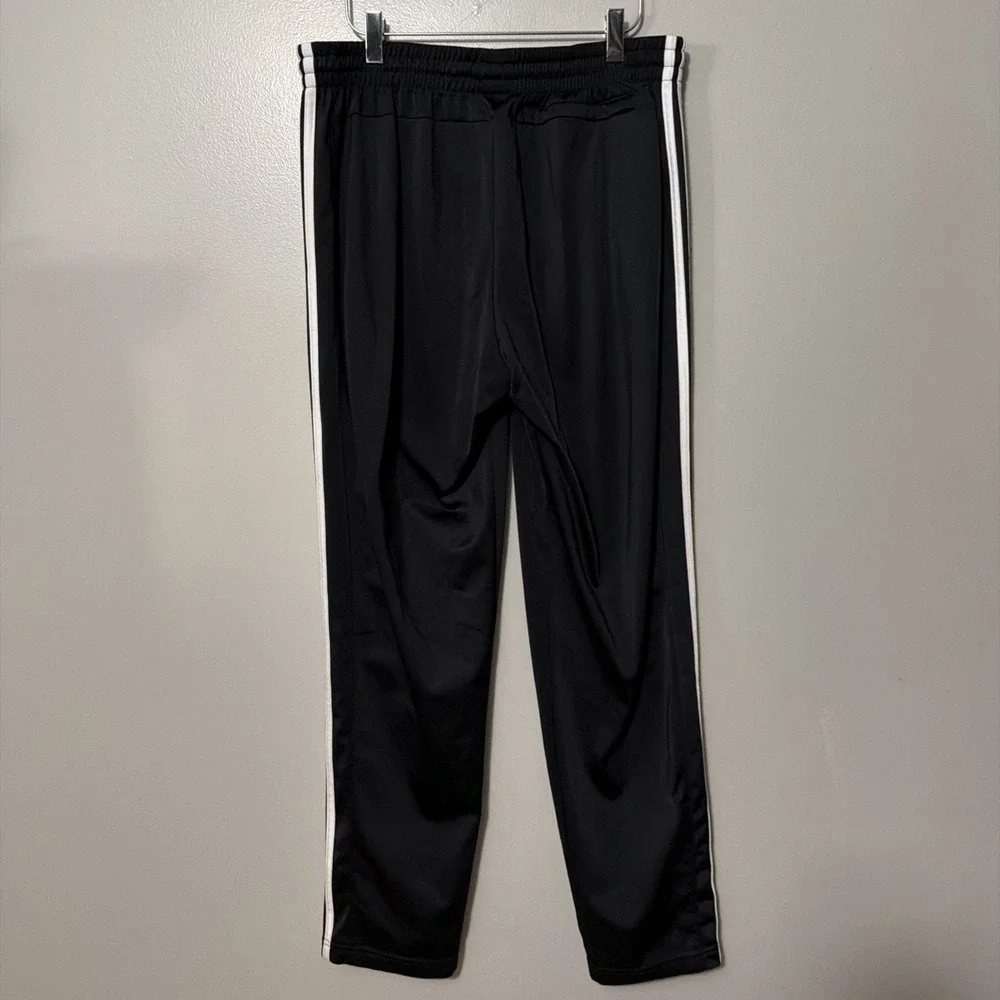 adidas Men's Track Pants Large Black 3-Stripes Athletic Joggers White